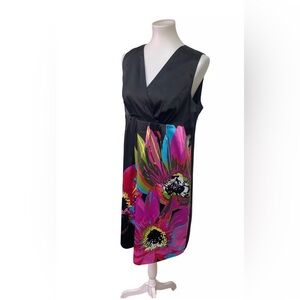 Liz Claiborne Axcess Black Dress with Bold Floral Design- Gorgeous